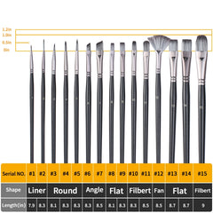 17 in 1 Acrylic Paint Brush Multi-Purpose Nylon Wool Watercolor Paint Brush Art Painting Material Qith Canvas Painting Bag, 17 in 1