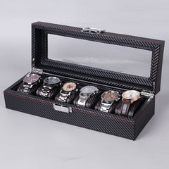 Carbon Fiber PU Leather Watch Box Jewelry Storage Box Packaging Box, Style:, 6 Watch Positions, 10 Watch Positions, 12 Watch Positions, 05 Watch Positions, 6 + 3 Red Black, Double-layer