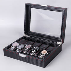 Carbon Fiber PU Leather Watch Box Jewelry Storage Box Packaging Box, Style:, 6 Watch Positions, 10 Watch Positions, 12 Watch Positions, 05 Watch Positions, 6 + 3 Red Black, Double-layer