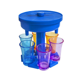 6 Cups Wine Dispenser Automatic Diversion Wine Pourer With Game Turntable, Style:, Round Pink with Transparent Cup, Round Pink with Color Cup, Round Blue with Transparent Cup, Round Blue with Color Cup, Round Gray with Transparent Cup                  ...