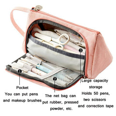 Angoo Large Capacity Pencil Case Cute Canvas Stationery Bag, Black White In The Palm, Fairy Plaid, Pink, Ink, Moon White, Qingtian, Begonia, Scottish Plaid, Gentle Breeze, Daisy, Dawn, Cherry Pink, Blue Gray, Ink Painting, Blue Sea Legend, Youth Call  ...