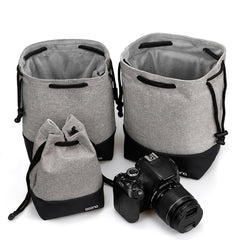 Baona Waterproof Micro SLR Camera Bag Protective Cover Drawstring Pouch Bag, Small Gray, Medium Gray, Large Gray
