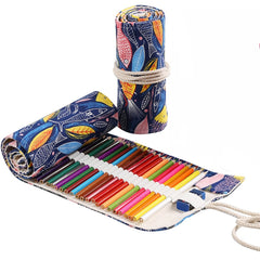 Handmade Canvas Pen Curtain Large-Capacity Pencil Case For Boys And Girls Color Pencil Sketch Stationery Box, 72 Holes