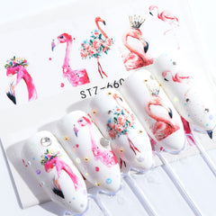 5 PCS Flamingo Nail Stickers Water Decals Cute Animals Rabbit Owl Wraps Flora Watermark Adhesive Decoration Manicure, STZ659, STZ660, STZ661, STZ662, STZ663, STZ664, STZ665, STZ666, STZ667, STZ668, STZ669, STZ670, STZ671, STZ672, STZ673