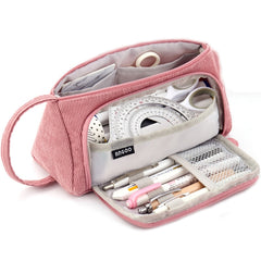 Angoo Student Large-Capacity Stationery Bag Portable Gift Cosmetic Bag, Black Corduroy, Grass Green  Corduroy, Bean Pink Corduroy, FD Snow, FD Light Pink