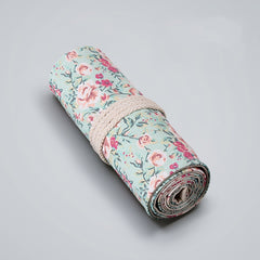 Small Floral Canvas Handmade Pen Curtain Sketch Color Pencil Roll Pen Bag Storage Stationery Box, 12 Holes, 24 Holes, 36  Holes, 48  Holes, 72  Holes