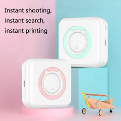 Convenient Pocket Mini Printer Student Wrong Question Thermal Bluetooth Mobile Phone Photo Data Note Printer, Blue, Pink