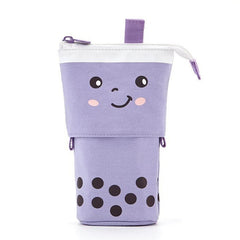 ANGOO Cute Girl Heart Multifunctional Pen Holder Stationery Retractable Storage Bag, Taro Milk Tea, Peach Milk Tea, Blue Silk Velvet Tea, Coffee Milk Tea, Mango Tea, Pink Wave Point, Gray Wave Point, Blue Point, Black Point, Pink (Canvas + PU)         ...