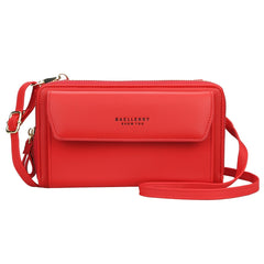 Baellerry Ladies Single Shoulder Messenger Bag Large Capacity Double Zipper Mobile Phone Bag, Red, Green, Blue, Black, Dark Pink, Light Pink