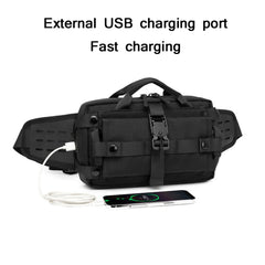 Ozuko 9450 Men Waterproof Waist Bag Sports Trend Shoulder Messenger Bag, Black, Khaki