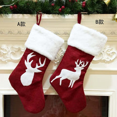 Embroidered Christmas Stocking Pendant Candy Gift Bag, Style A, Style B, Snowflake, Tree