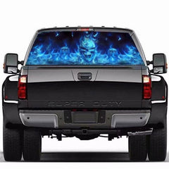 D-738 Burning Skull Car Rear Window Sticker Color Graphic Sticker, 135x36cm, D-738