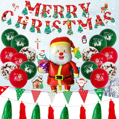 Christmas Pull Flag Aluminum Film Balloon Window Party Decoration Balloons Set, Gift, Cute Elderly
