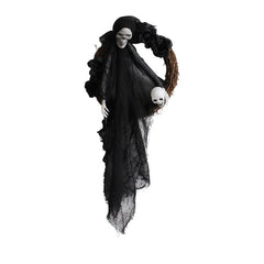 Halloween Ghost Door Hanging Horror Party Hanging Ornaments Haunted House Decoration, White Ghost, Black Ghost