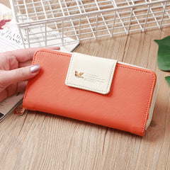 Flying Bird Two Fold Wallet Lady Long Wallet Zipper Mobile Phone Bag Large Capacity Card Holder, Red, Light Green, Orange, Pink, Rose Red, Royal Blue