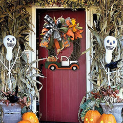 Christmas Ornament Wreath Garland Door Hanger, Orange, White