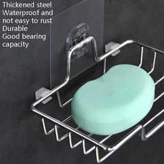 Stainless Steel Wall-Mounted Bathroom Soap Storage Rack, Style: Single Layer With Sticker, Single Layer With Sticker, Single Layer Curved With Sticker