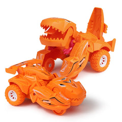 2 PCS Dinosaur Deformation Car Children Inertial Sliding Car Model Toy, Orange, Blue, Rose Red, Cyan