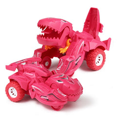 2 PCS Dinosaur Deformation Car Children Inertial Sliding Car Model Toy, Orange, Blue, Rose Red, Cyan