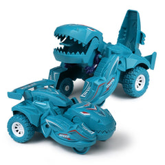 2 PCS Dinosaur Deformation Car Children Inertial Sliding Car Model Toy, Orange, Blue, Rose Red, Cyan