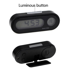 K02 Car Electronic Clock Temperature Meter Night Light LED Temperature Time Meter, 2 in 1 Black Blue Light