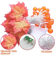 Maple Pumpkin Lantern String Lights Halloween Thanksgiving Garden Party Room Decoration Lights, 1.5m 10 LEDs, 3m 20 LEDs, 6m 40 LEDs