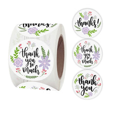 Roll Floral Thank You Sticker Birthday Party Gift Packaging Label, 38mm / 1.5 Inch