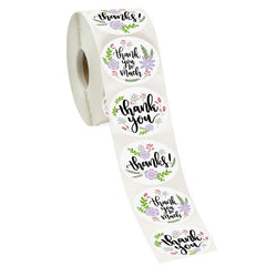 Roll Floral Thank You Sticker Birthday Party Gift Packaging Label, 38mm / 1.5 Inch