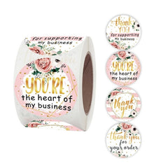 Roll Floral Thank You Stickers Wedding Party Decoration Stickers, 3.8cm / 1.5 Inch