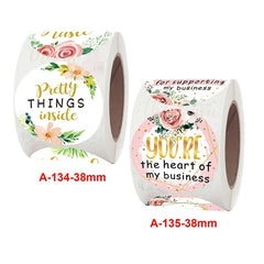 Roll Floral Thank You Stickers Wedding Party Decoration Stickers, 3.8cm / 1.5 Inch