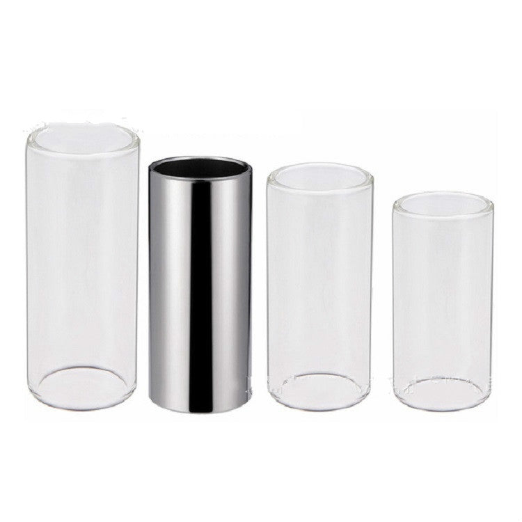 M02219 4 in 1 Plexiglass Slid Bar + Stainless Steel Slid Bar + Celluloid Guitar Finger Pick + Plastic Box Set, Plexiglass Slid Bar