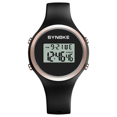 SYNOKE 9108 Student Silicone Strap Electronic Watch, Black, Pink