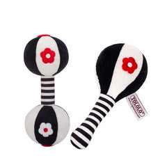 TOLOLO 1 Pair Baby Vision Training Early Educational Toy Newborn Chasing Black And White Sand Hammer Dumbbell Baby Rattle, T168263-2
