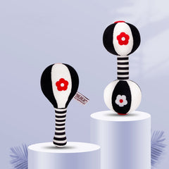 TOLOLO 1 Pair Baby Vision Training Early Educational Toy Newborn Chasing Black And White Sand Hammer Dumbbell Baby Rattle, T168263-2