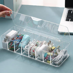 Dust Storage Line Box Hub Finishing Box Desktop Data Cable Storage Box, Specification: 8 Grid Basic, 8 Grid Basic, 8 Grid Increase, 8 Grid Increase With Cover