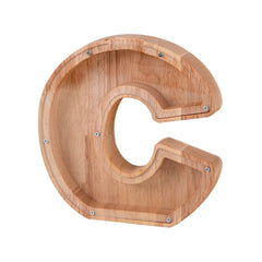 Wooden English Alphabet Piggy Bank Transparent Acrylic Piggy Bank