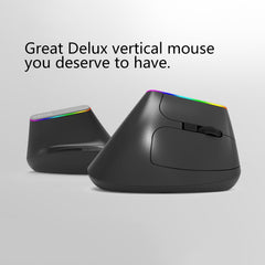 DELUX M618DB 6-Keys 1600 DPI RGB Vertical Wireless Bluetooth Dual-Mode Mouse, M618DB(Bluetooth Version)
