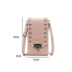 F835 Rivet Diamond Mobile Phone Bag Ladies Shoulder Diagonal Bag, Red, Blue, Black, Pink, Tea Brown