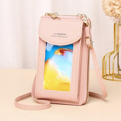 JLF012 Touch Screen Mobile Phone Bag Women Messenger Shoulder Bag, Red Wine, Black, Deep Pink, Light Pink, Light Blue, Light Green, Brown, Khaki