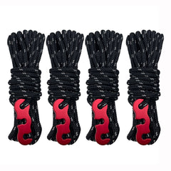 Outdoor Camping Tent Canopy Wind Rope Luminous Multi-Function Wind Rope Buckle Tent Fixed Rope, 4m x 4 Rolls, 4m x 6 Rolls