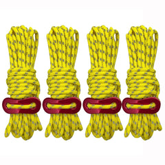 Outdoor Camping Tent Canopy Wind Rope Luminous Multi-Function Wind Rope Buckle Tent Fixed Rope, 4m x 4 Rolls, 4m x 6 Rolls