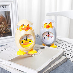 RP001 Cartoon Chicken Eggshell Chicks Alarm Clock Student Gift Children Bedroom Ornaments, White, Yellow