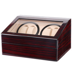 Watch Shaker 4+6 Digits Mechanical Watch Automatic Winding Watch Box Watch Shaker ,US Plug, Red Sandalwood, Black