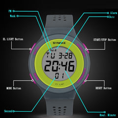 SYNOKE 67866 Swimming Waterproof Porous Breathable Silicone Strap Sports  LED Electronic Watch, Black Green, Gray, Sapphire, Black, Yellow