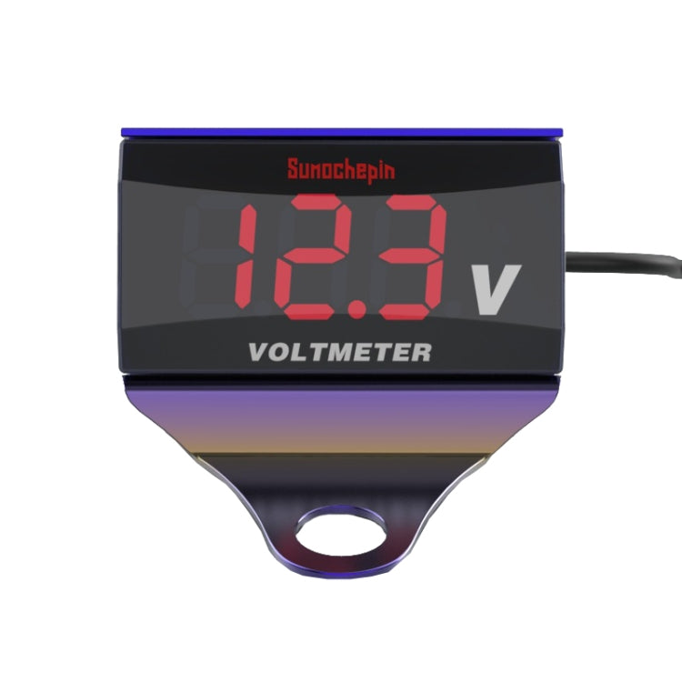 SUMOCHEPIN SMCP101 8-150V Motorcycle Modified Voltmeter LED Digital Display Electric Pressure Meter, Colorful Bracket+Red Voltmeter