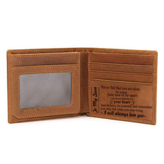 6003 Men Gift Crazy Horse Leather Lettering Laser Mark Wallet, Yellow Brown Blank, B31, B41, B123, B785, BT1, BT2, BT3, VE2044, Ve1705, Ve1708, Ve1784, VE1034, Ve7104, Ve1104, VE2104, VE12104, Ve77104