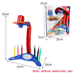 Children Multifunctional Writing Drawing Board Projection Lamp, without Watercolor Pen, Blue, Red