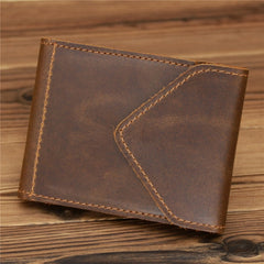 1071 Men Crazy Horse Leather Driver License Storage Wallet, Dark Brown, Yellow Brown