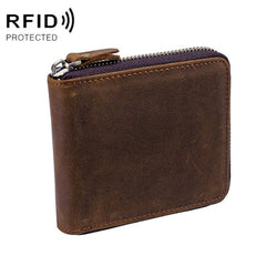 9039 RFID Antimagnetic Leather Zipper Wallet, Vertical 2, Vertical 3, Horizontal 3, Horizontal 4