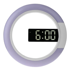 LED Mirror Hollow Wall Clock 7-color Switch Electronic Digital Display Wall Clock, Hollow Wall Clock